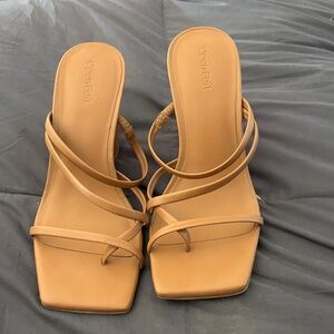 Open Edit Women's Tan Strappy Heels